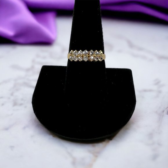 Jewelry - 10K Yellow Gold Diamond Ring Double Row size 8